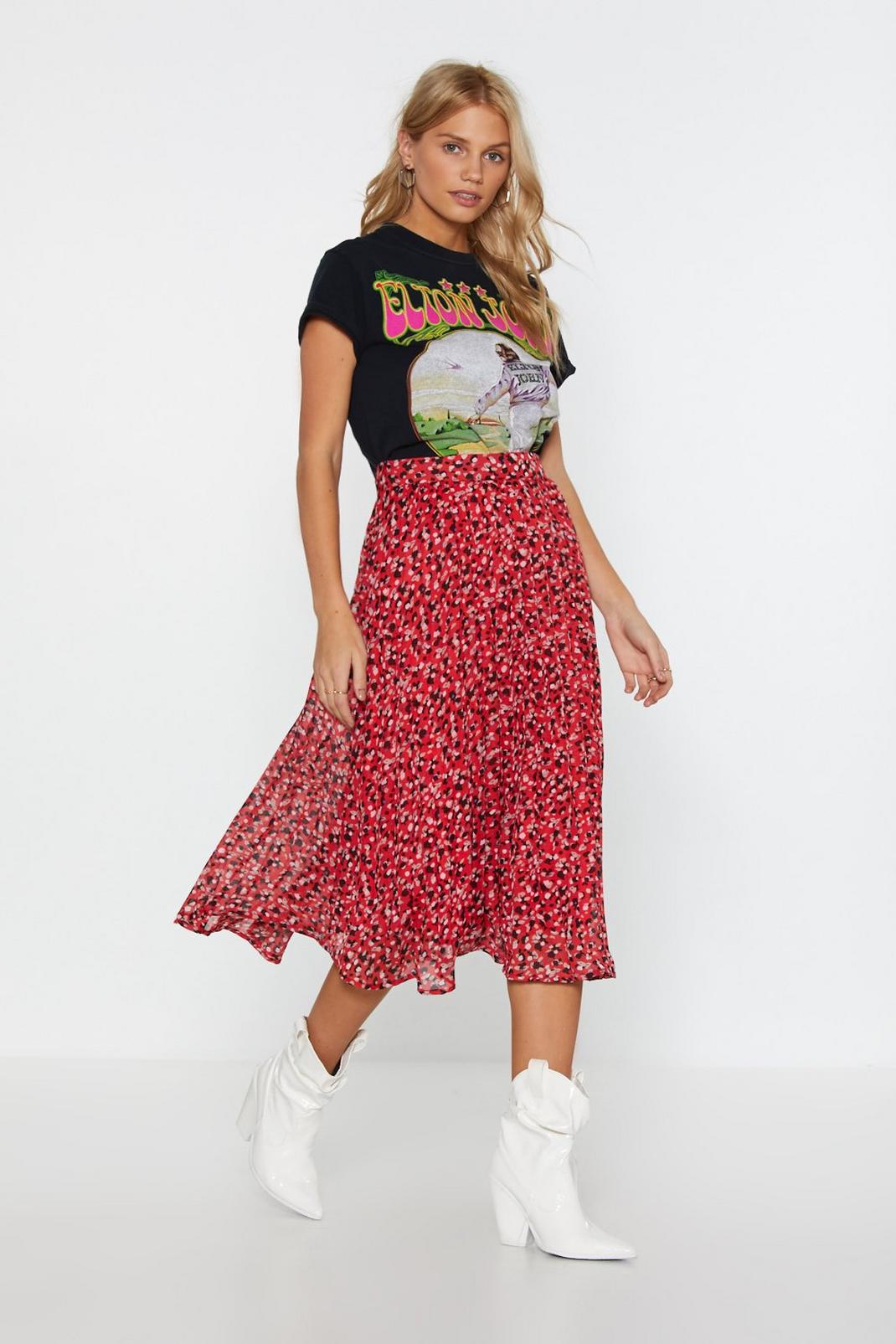 Fancy Pleat Spotty Midi Skirt image number 1