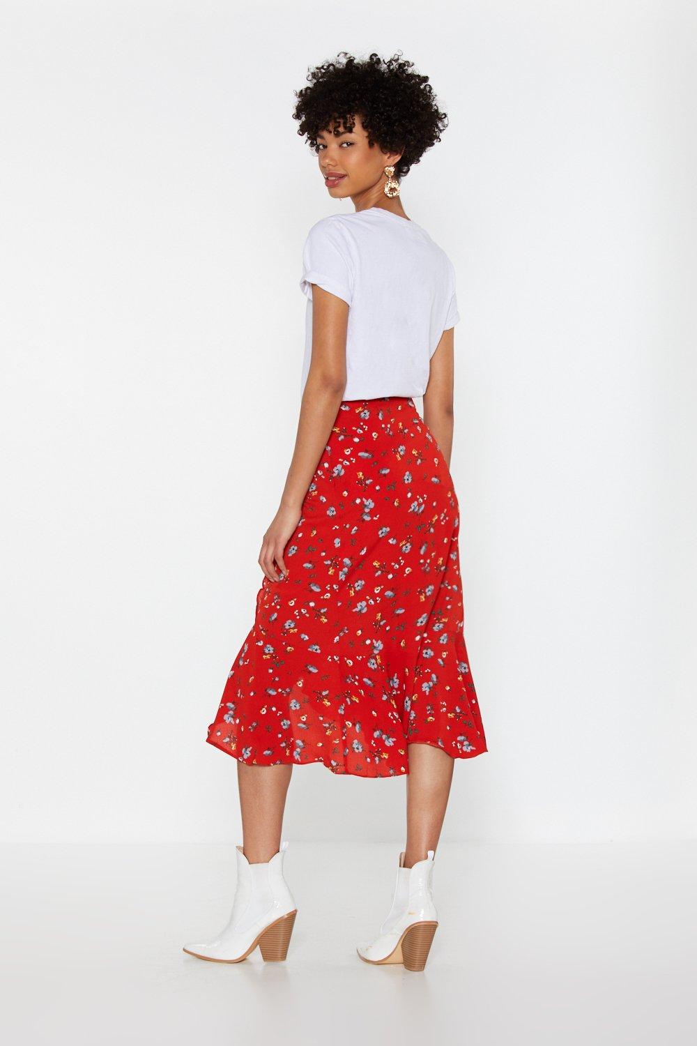 Nasty gal red midi sale skirt