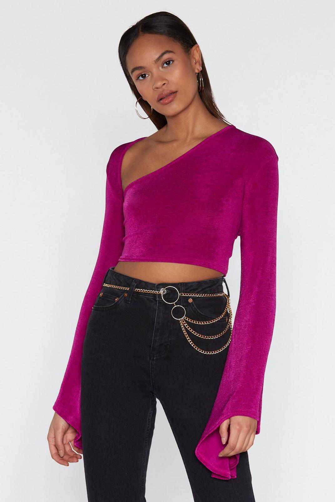 Love and V Hold Bell Sleeve Crop Top image number 1