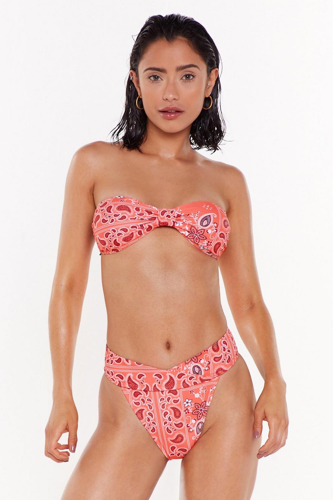 There'll Be Hell to Paisley Bandeau Bikini Set image number 1