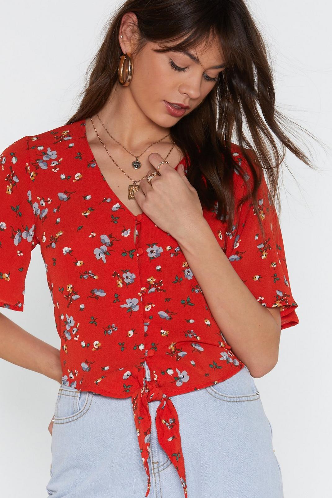 Tie Me Floral Down-Down Blouse image number 1