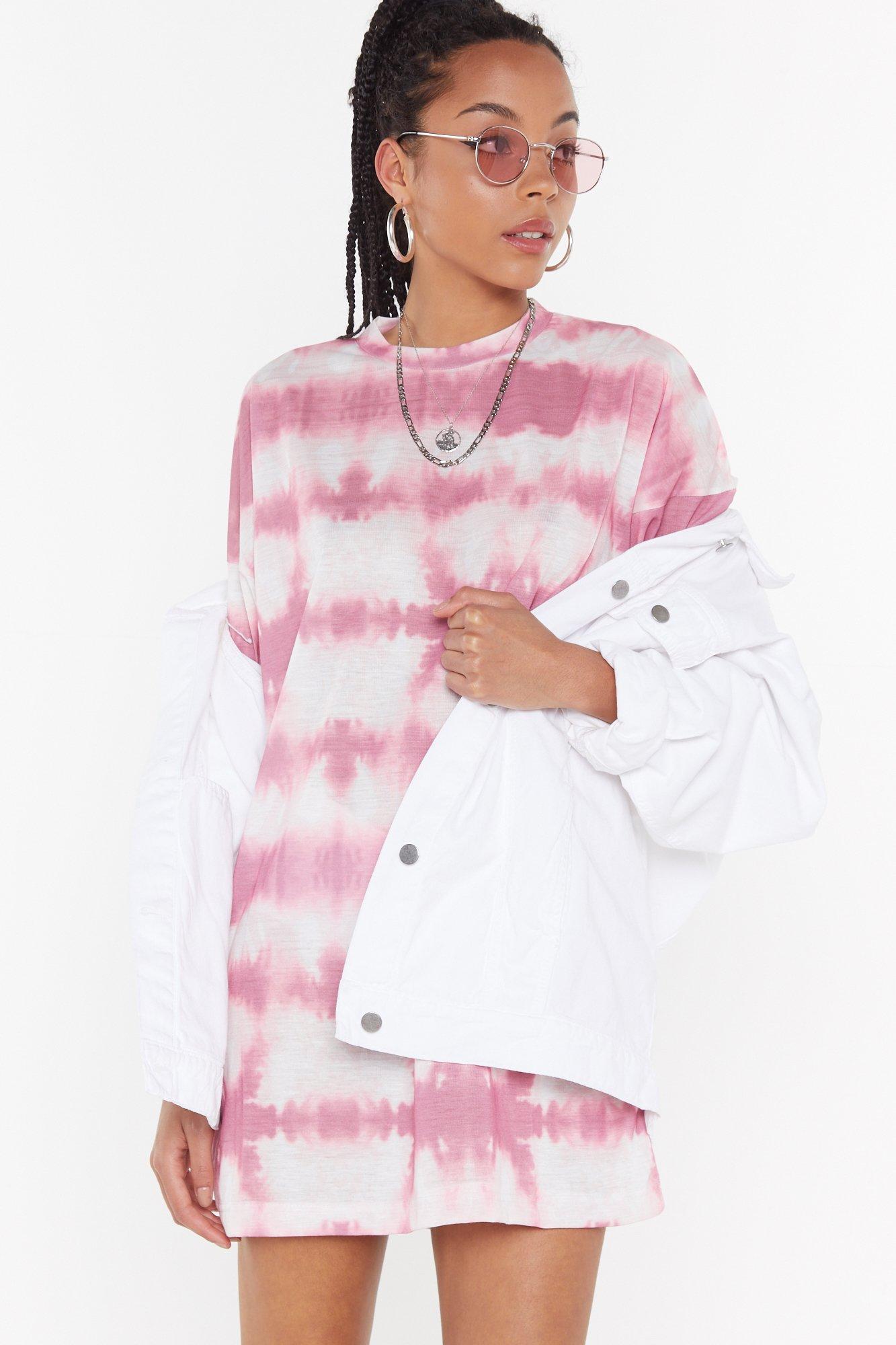 Rose Tie Dye Oversize T Shirt Dress Nasty Gal