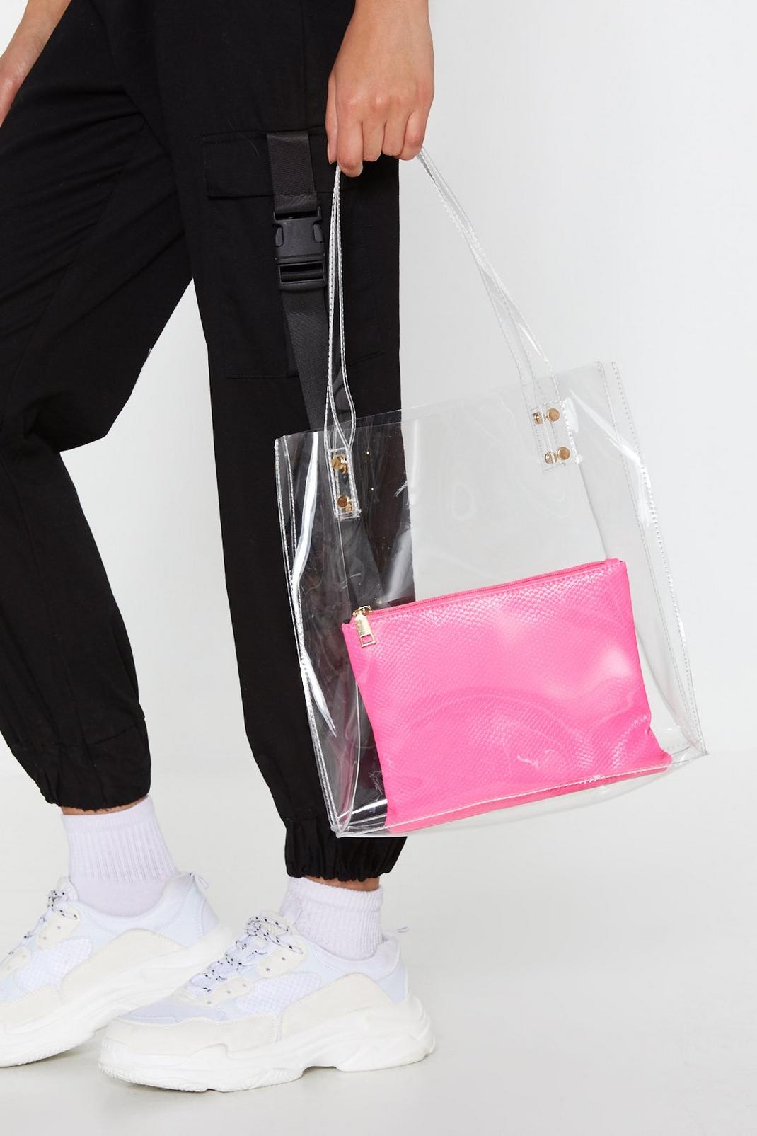WANT Don't Mean to Bag Neon Pouch Tote Bag image number 1