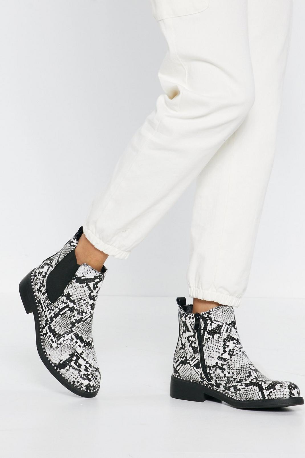 Snake Print Chelsea Boots image number 1