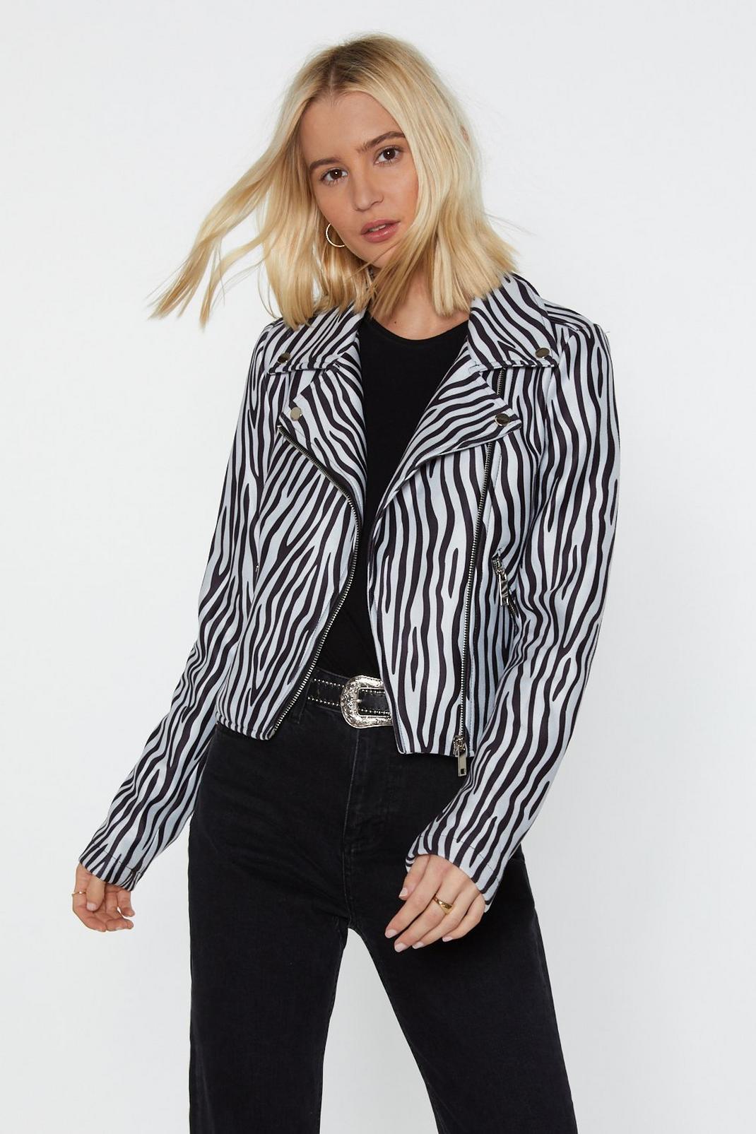 Don't Be So Monochromatic Zebra Faux Suede Jacket image number 1