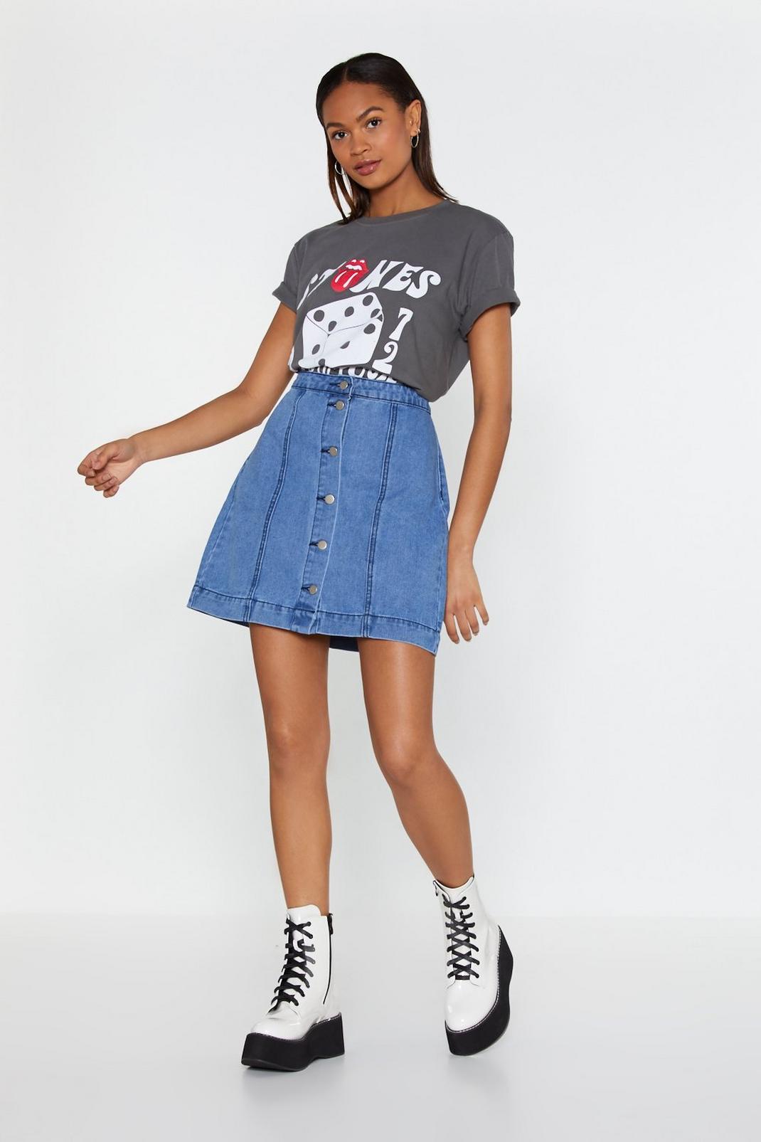 Lead the A-Line Button-Down Denim Skirt image number 1