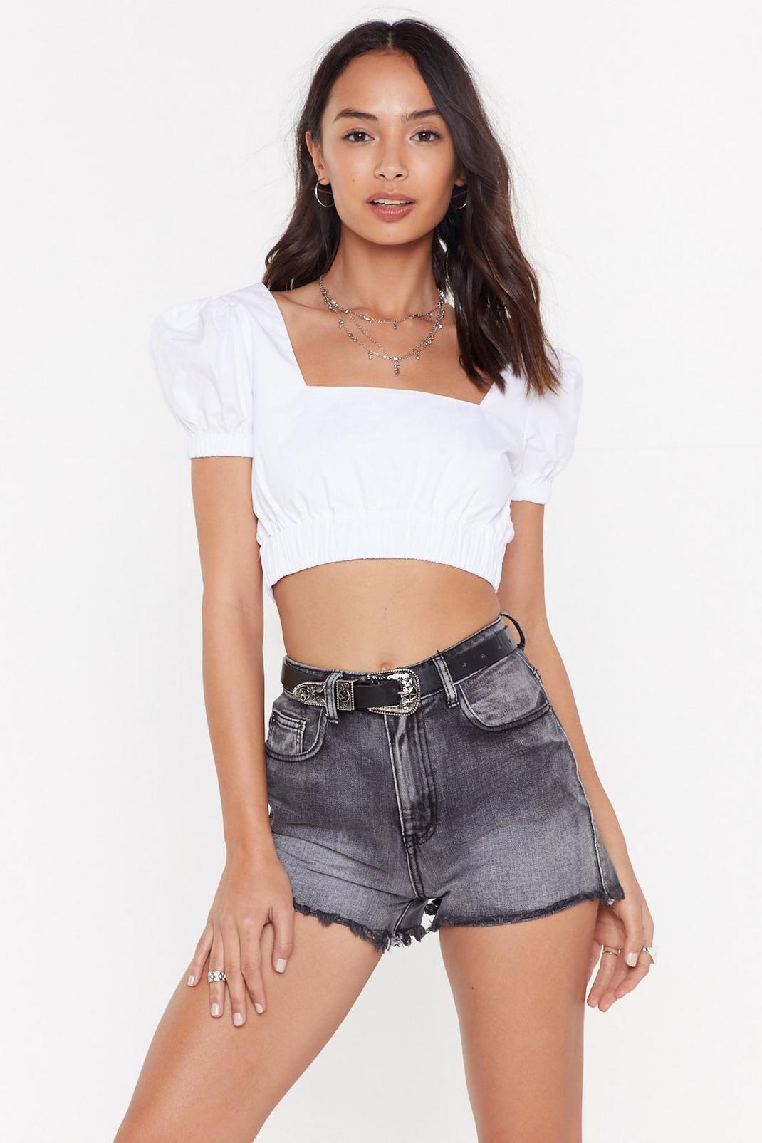 Button Cut Out Back Crop Top image number 1