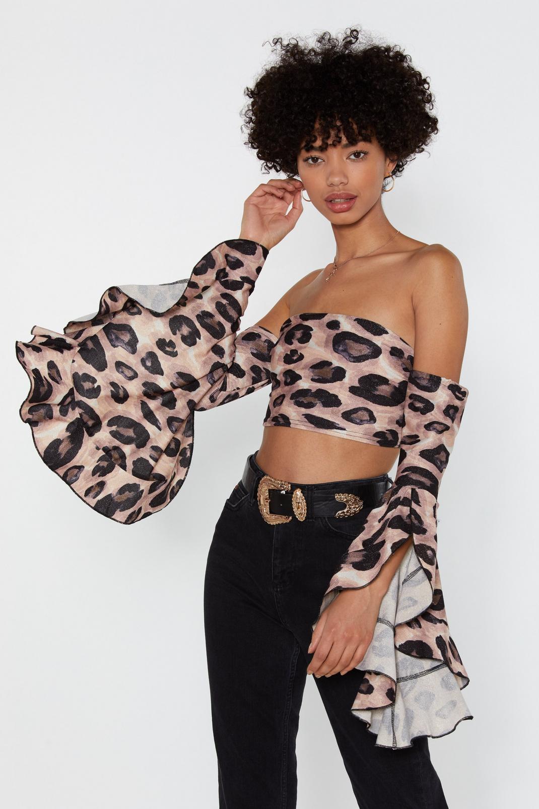 She's a Waterfall Leopard Crop Top image number 1