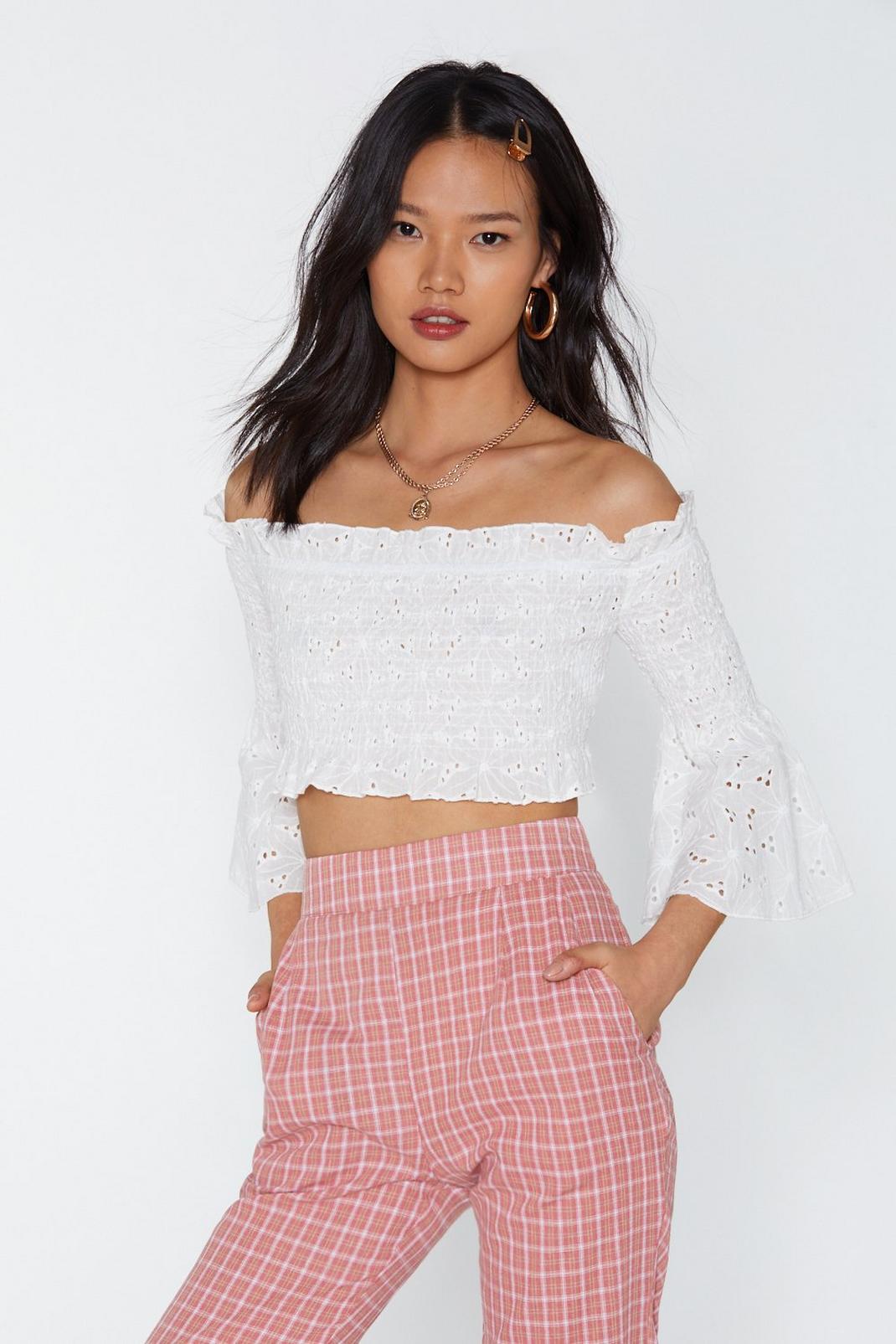In Vacay Broderie Off-the-Shoulder Top image number 1