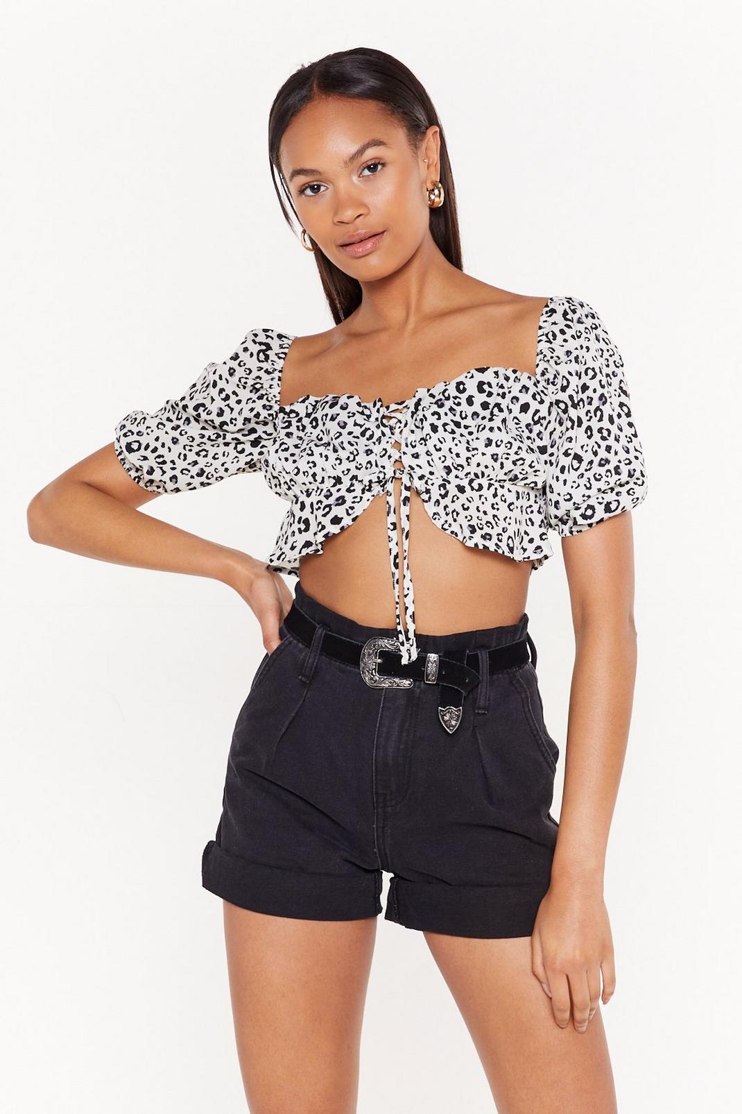 Wild Thoughts Leopard Lace-Up Top image number 1