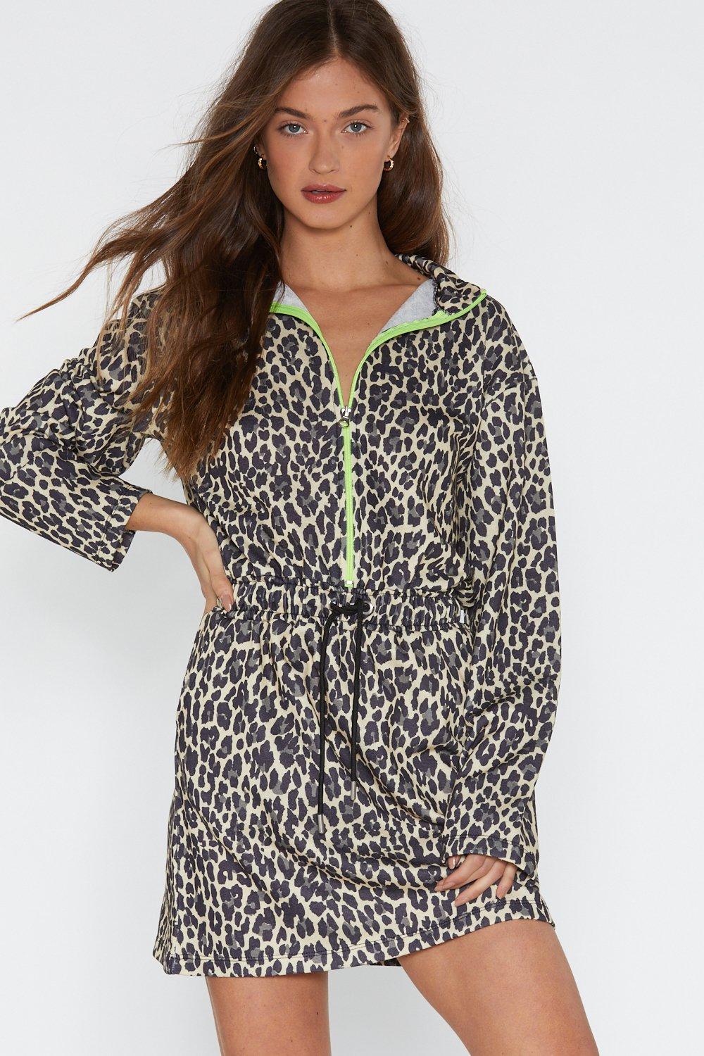 Leopard drawstring clearance dress