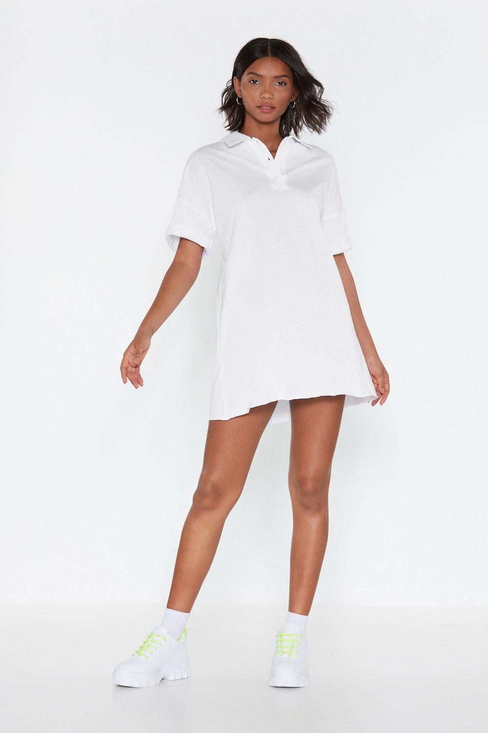 all white polo dress