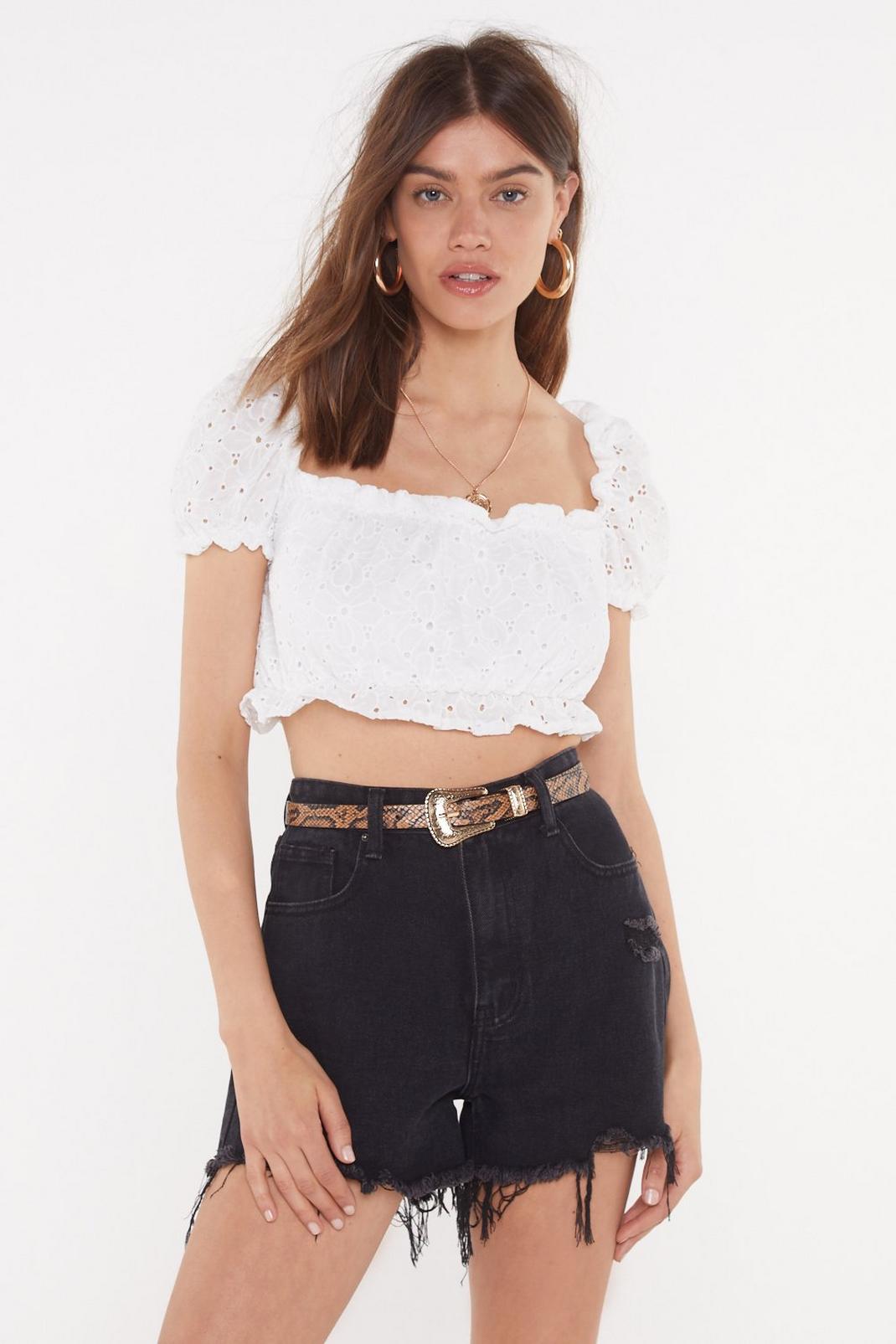 Can You Anglaise That Broderie Crop Top image number 1