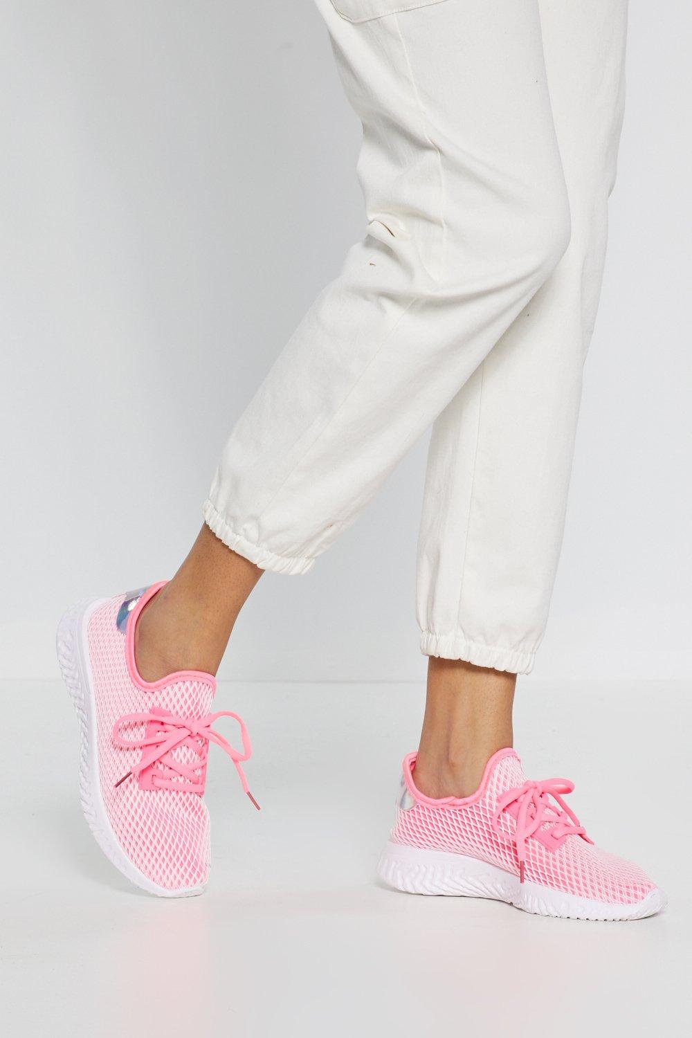 pink mesh trainers