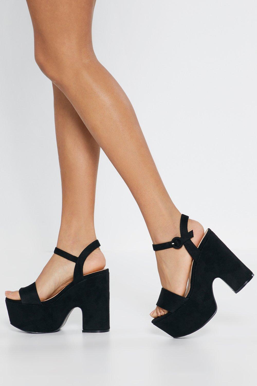 tan platform block heels