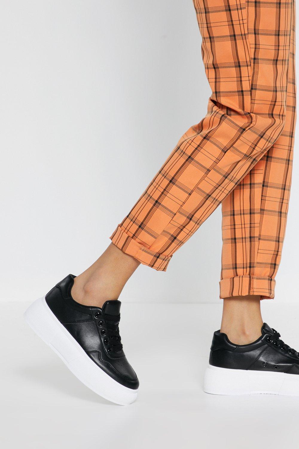 black flatform trainers womens