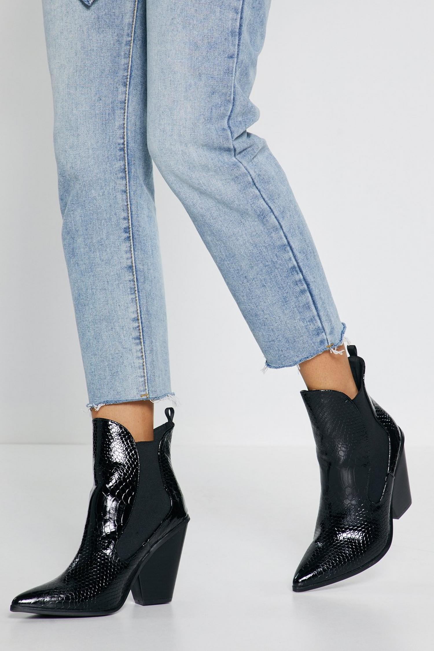 patent croc lace up boots
