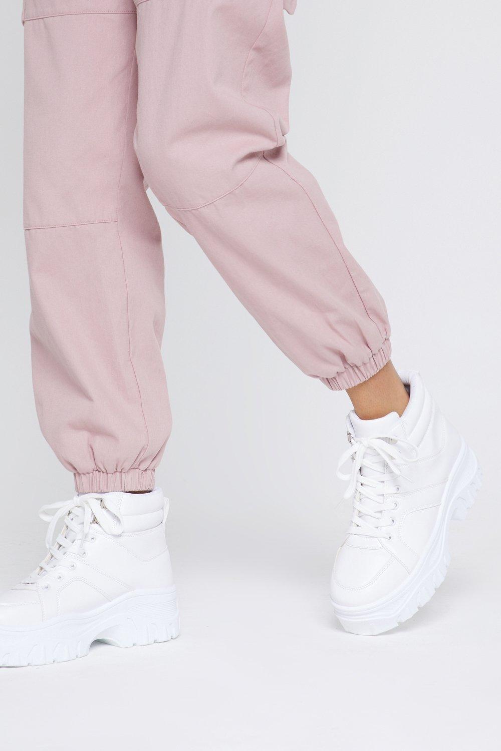 white chunky sneaker boots