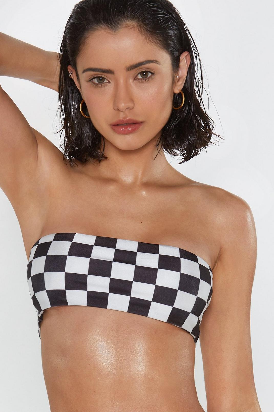 All's Square Checkerboard Bandeau Bikini Top image number 1