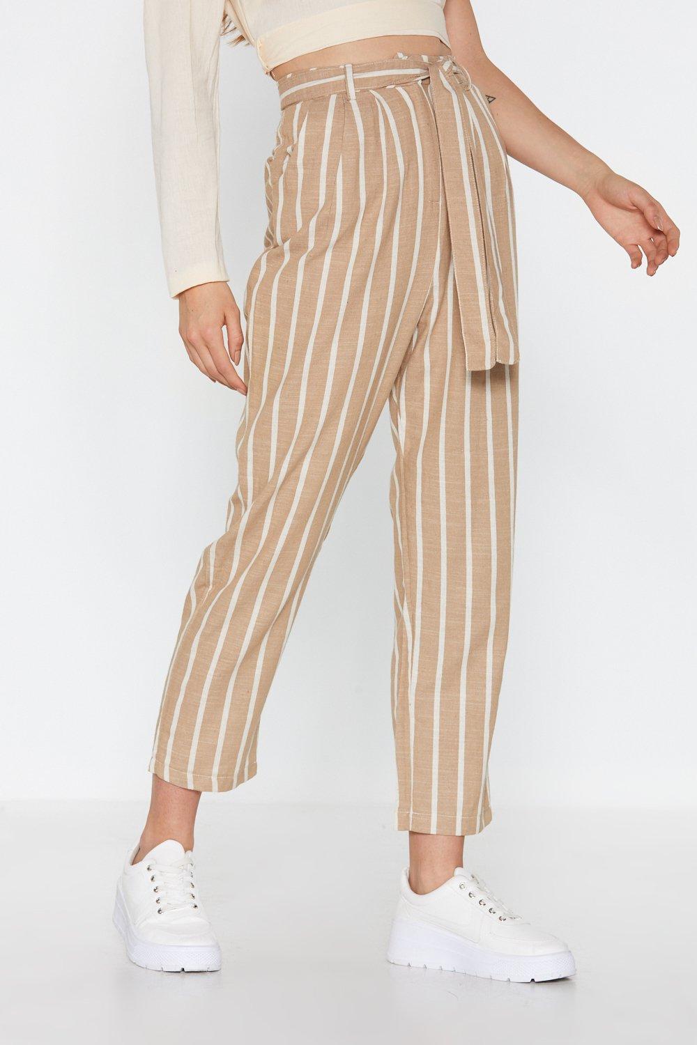 All in Good Line Striped Belted Pants