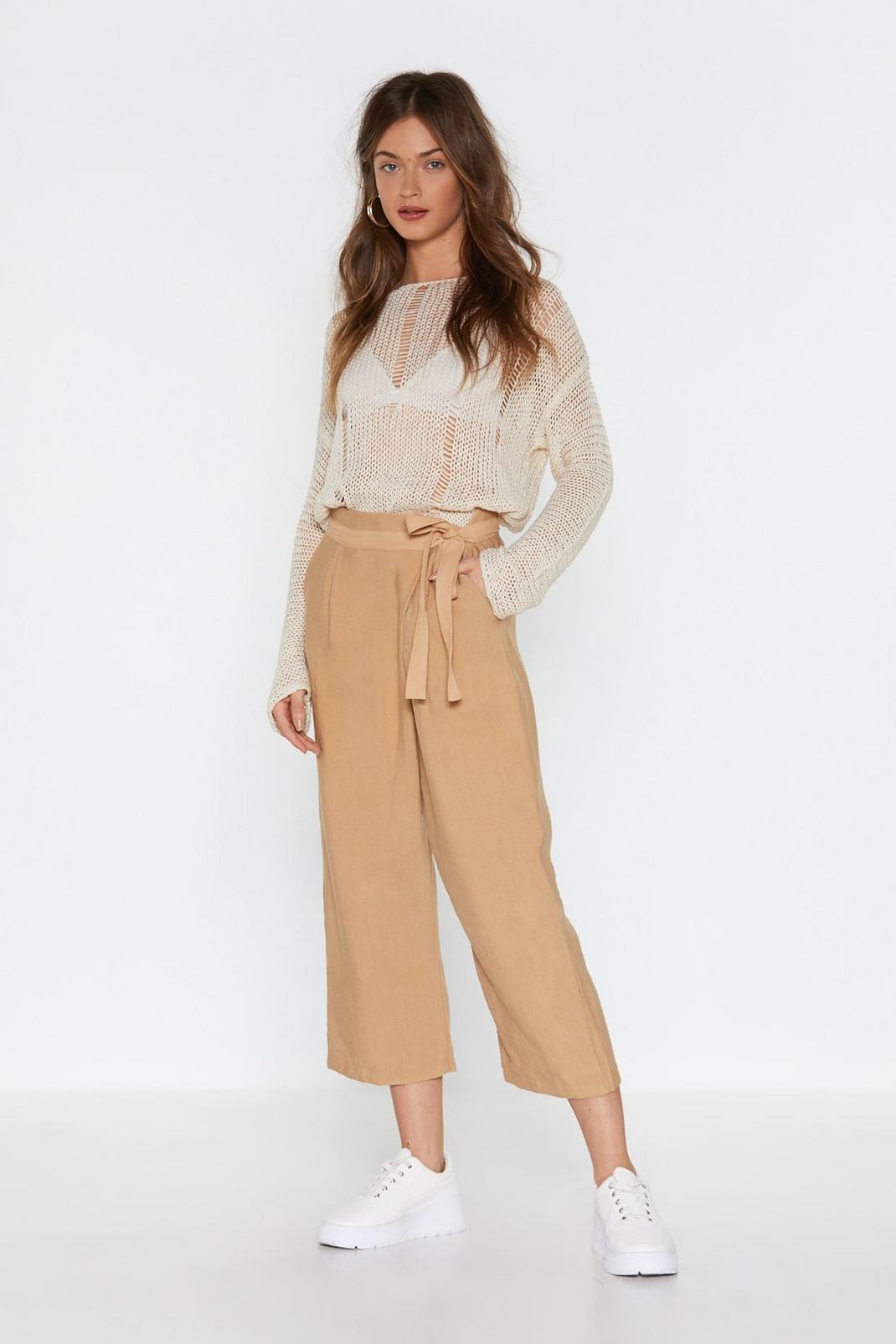 Wrap Time Linen Cropped Pants image number 1
