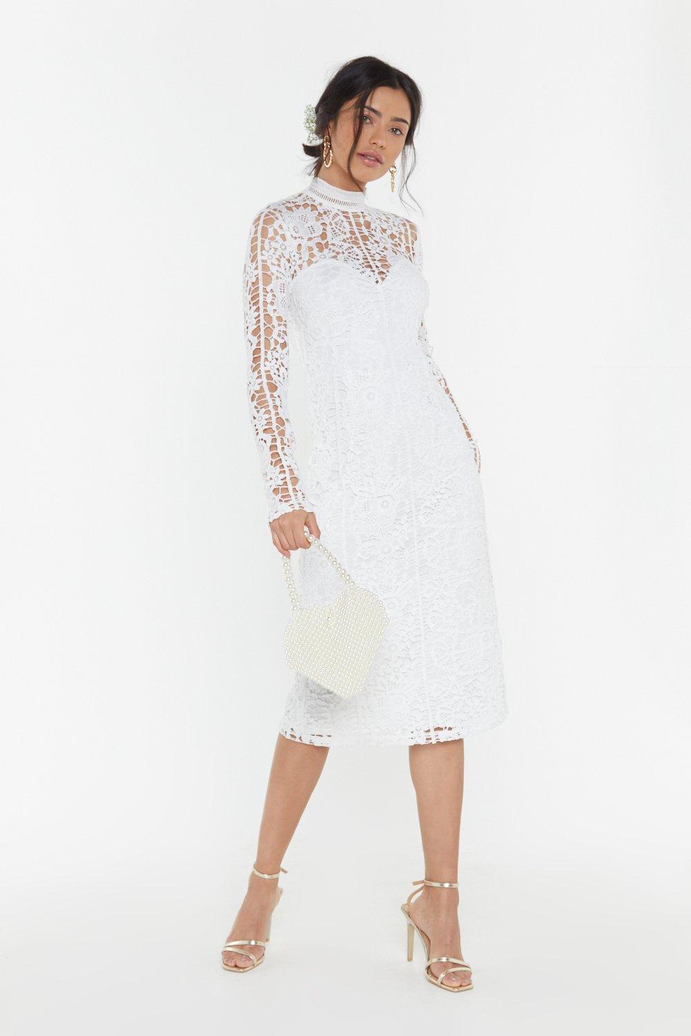 crochet midi dress with sleeves