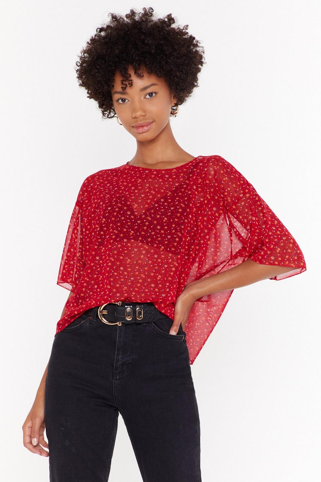 Mesh Your Heart Floral Crop Top image number 1