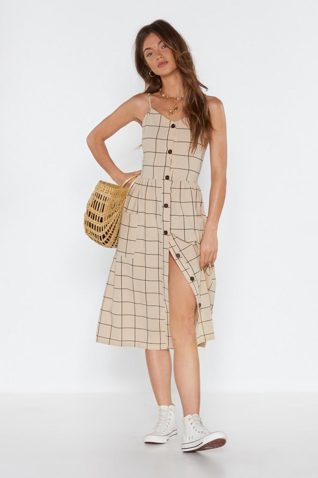 Check That One Off Button Midi Dress image number 1