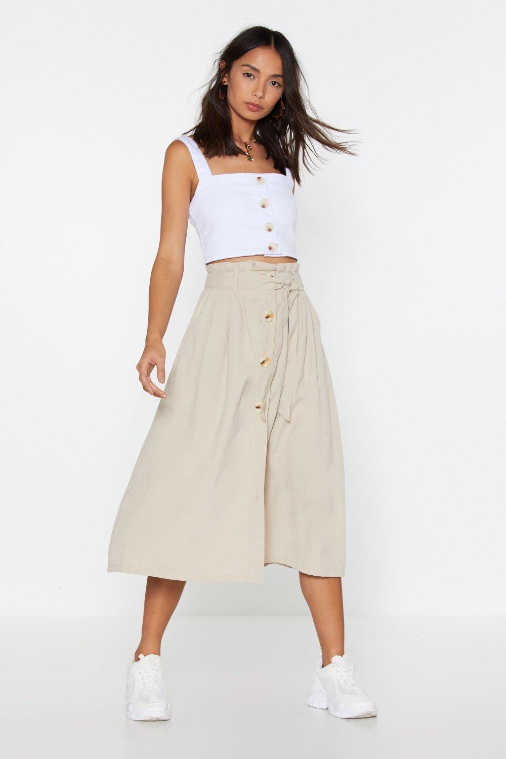 long skirt with buttons down the front