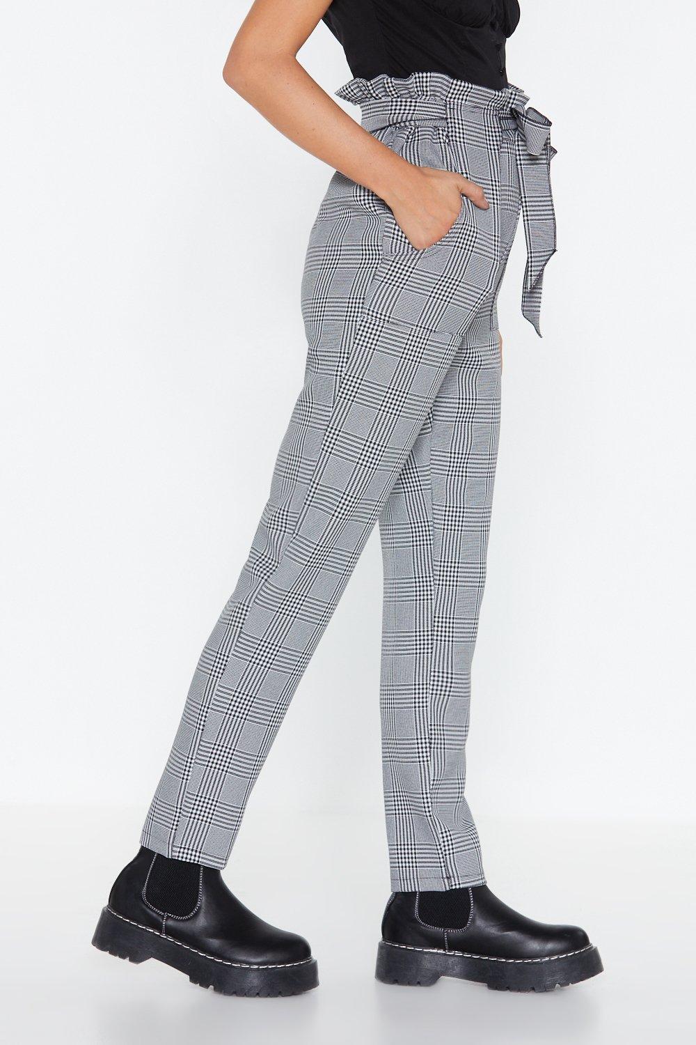 Grid Lock Check Paperbag Pants