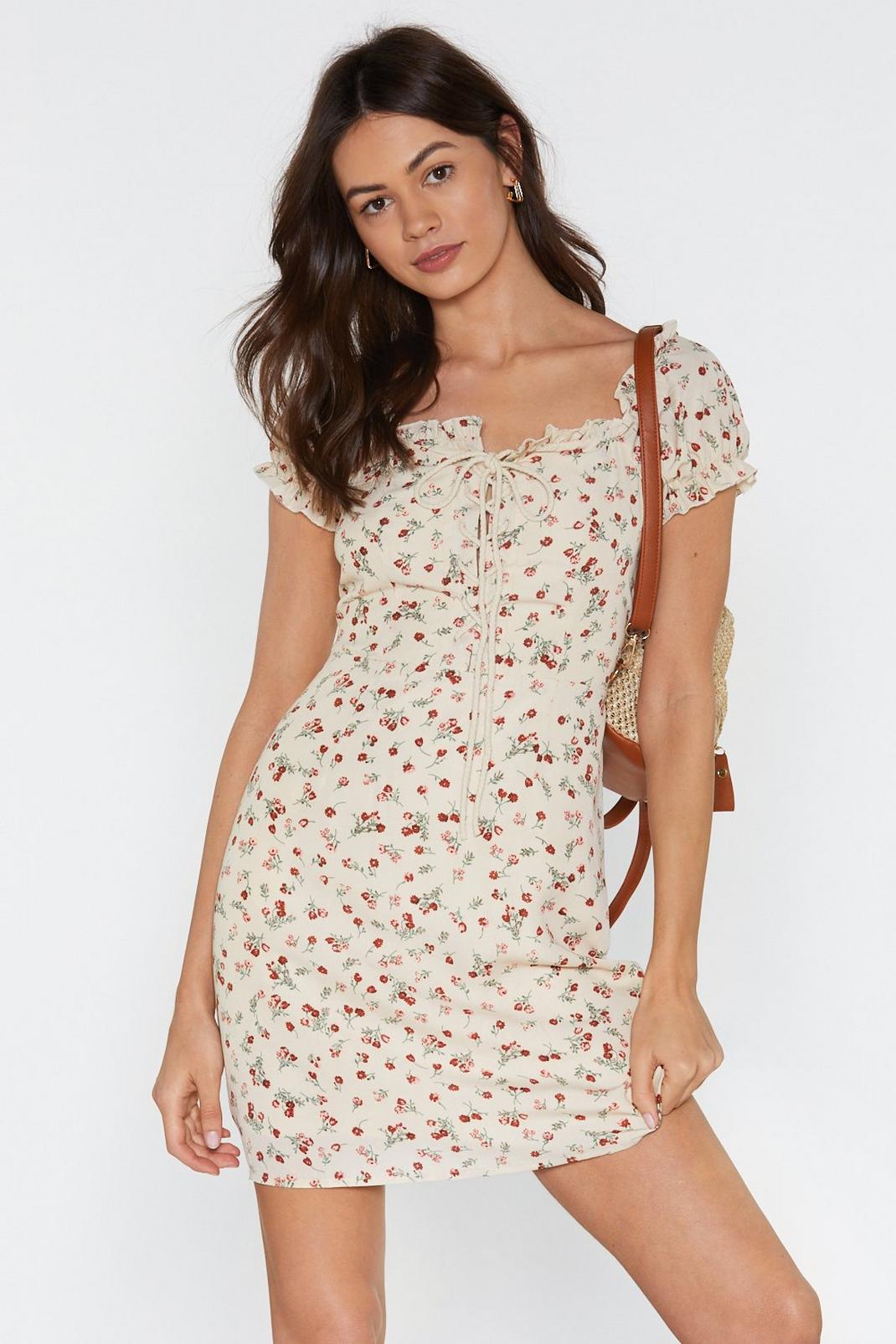 Tongue-Tied Floral Lace-Up Dress image number 1