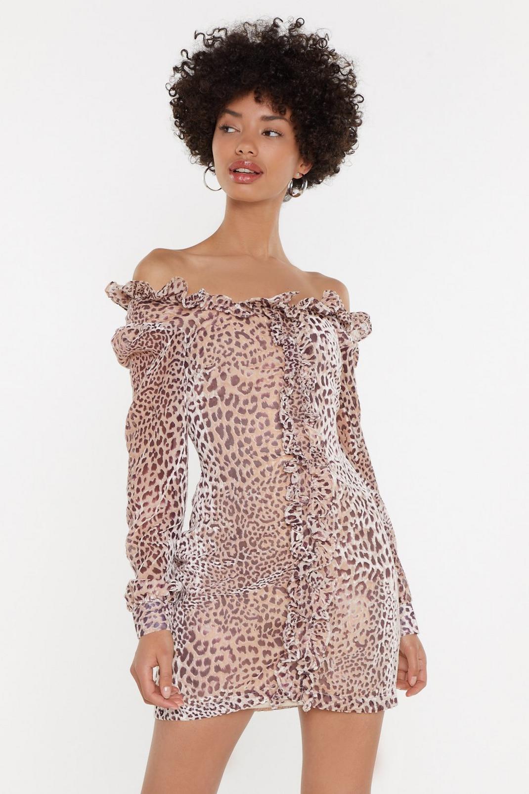Devore Leopard Ruffle Mini Dress image number 1