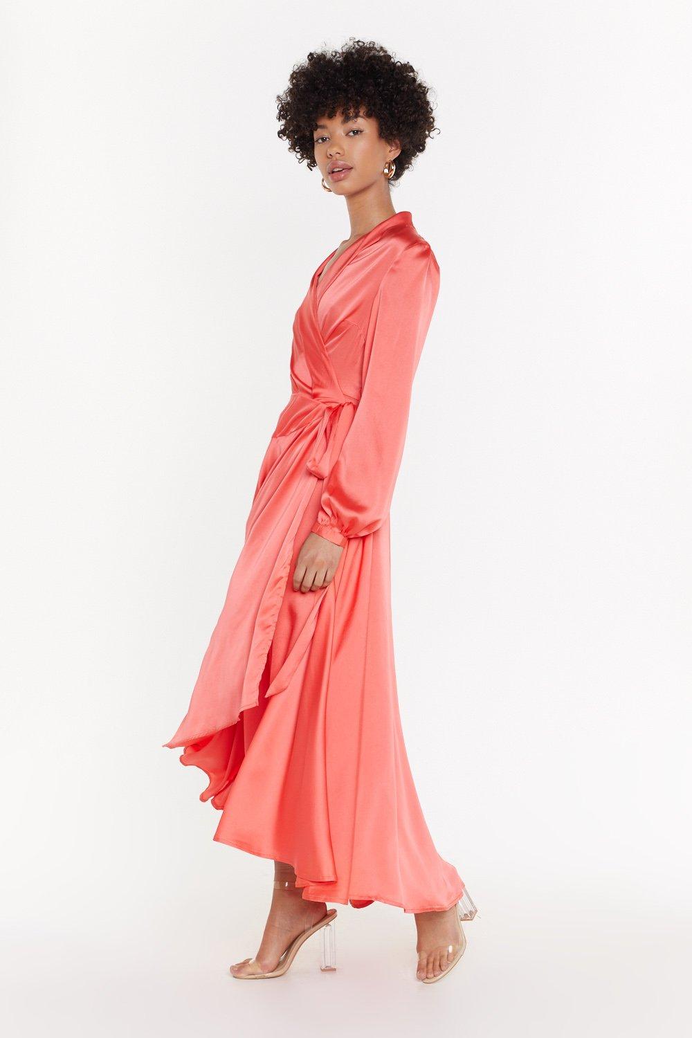 Nasty gal pink satin dress best sale