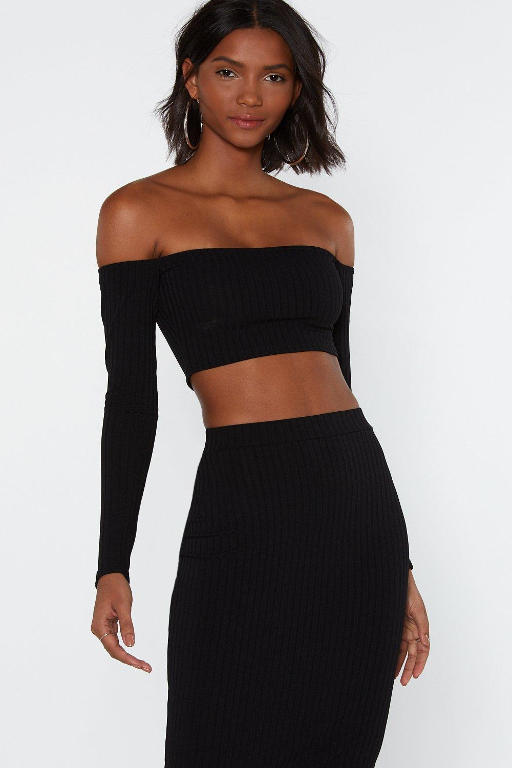 Black long 2024 skirt matching top