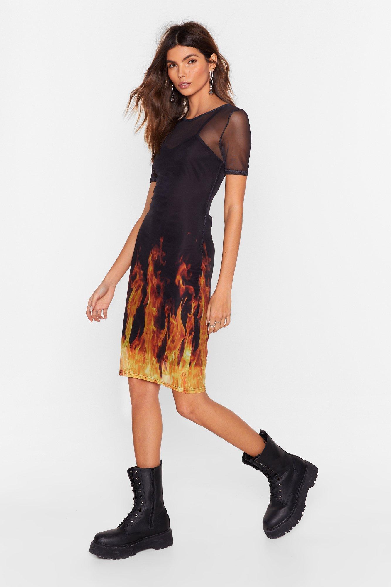 You re on Fire Babe Mesh Tee Dress