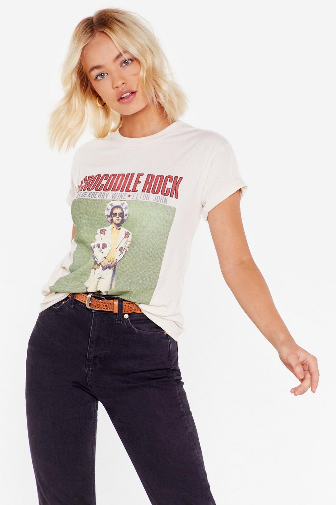 T-shirt à slogan et impressions Crocodile Rock Elton John, Stone image number 1
