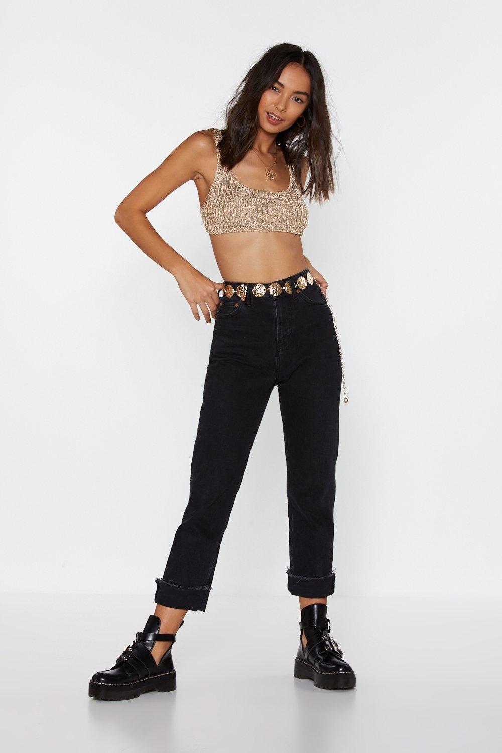 Metallic knit shop crop top