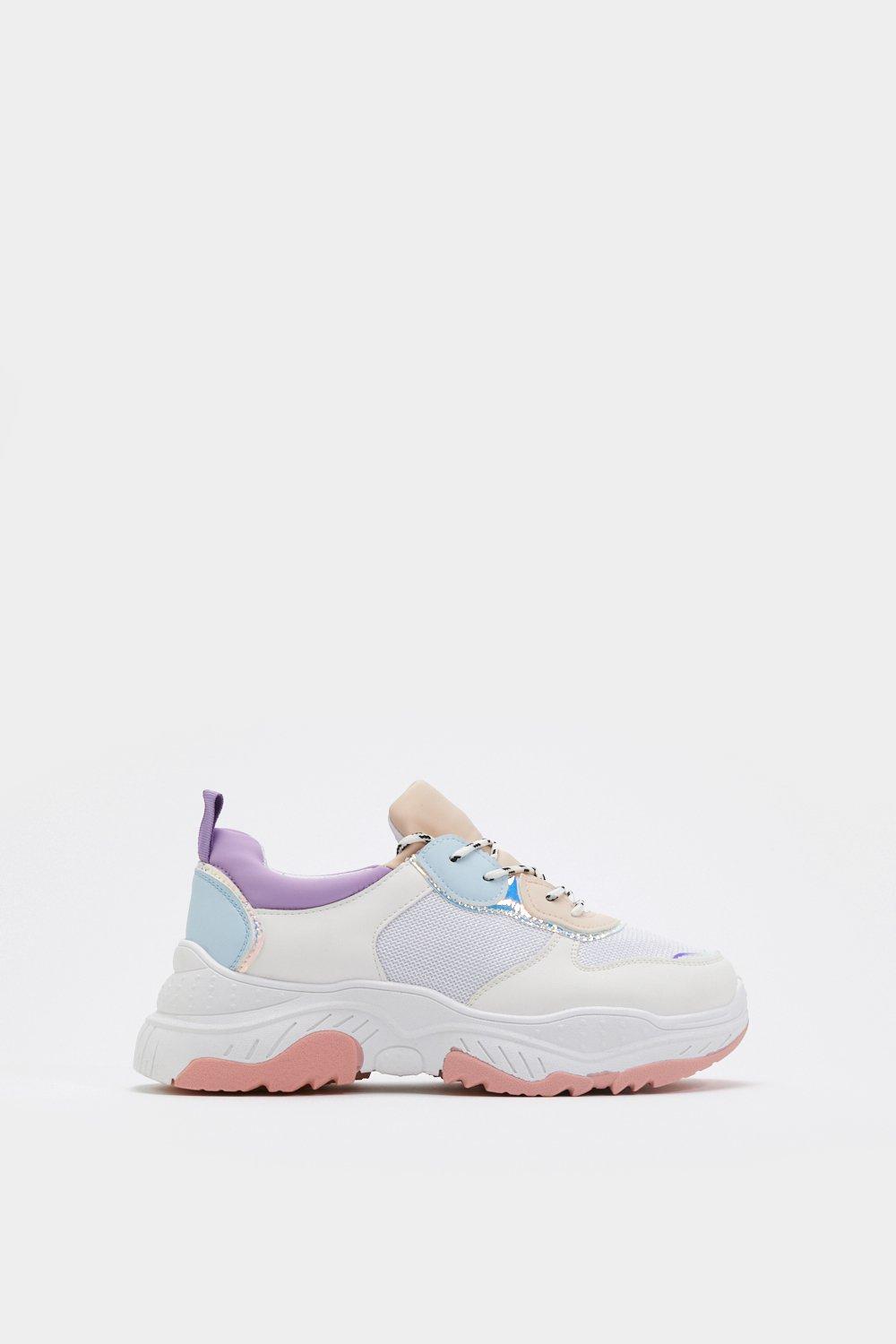 purple chunky sneakers