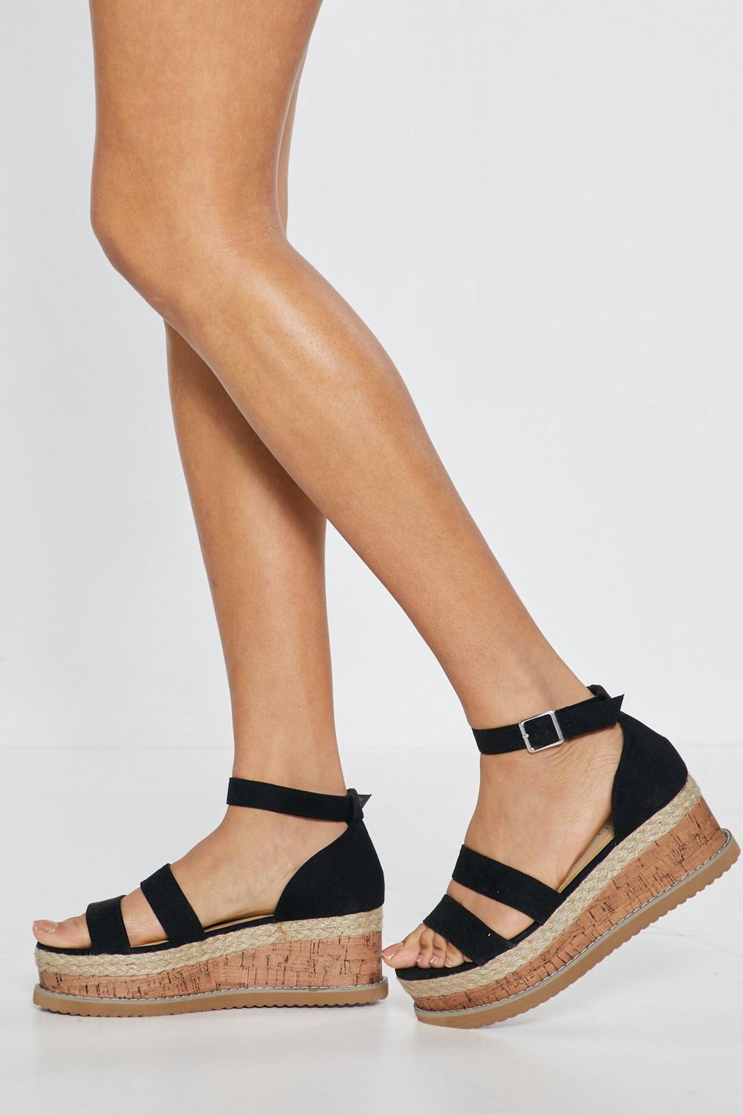 On the Wedge Cork Faux Suede Sandals image number 1