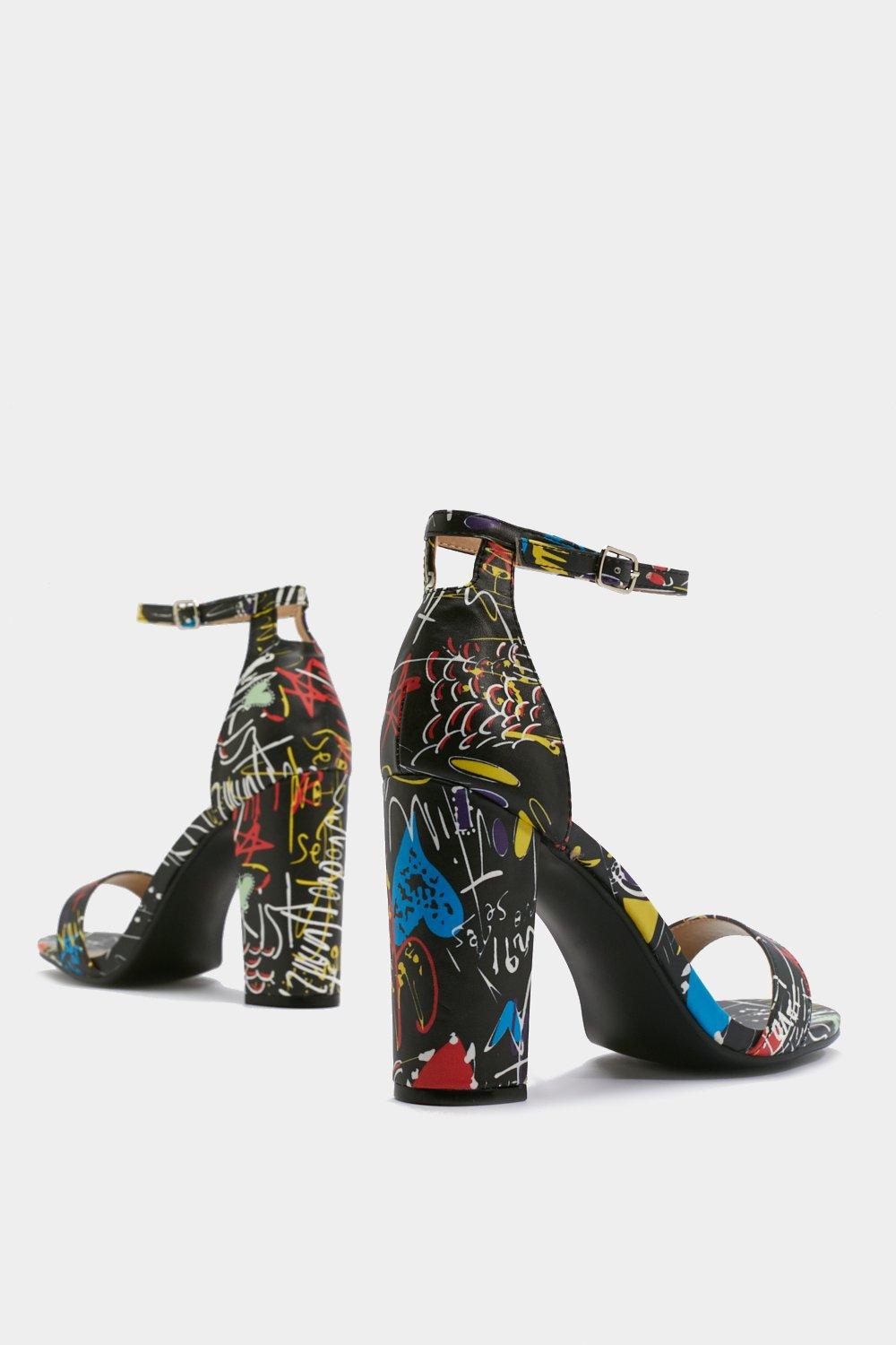 Floralmania print mid hot sale heel sandals