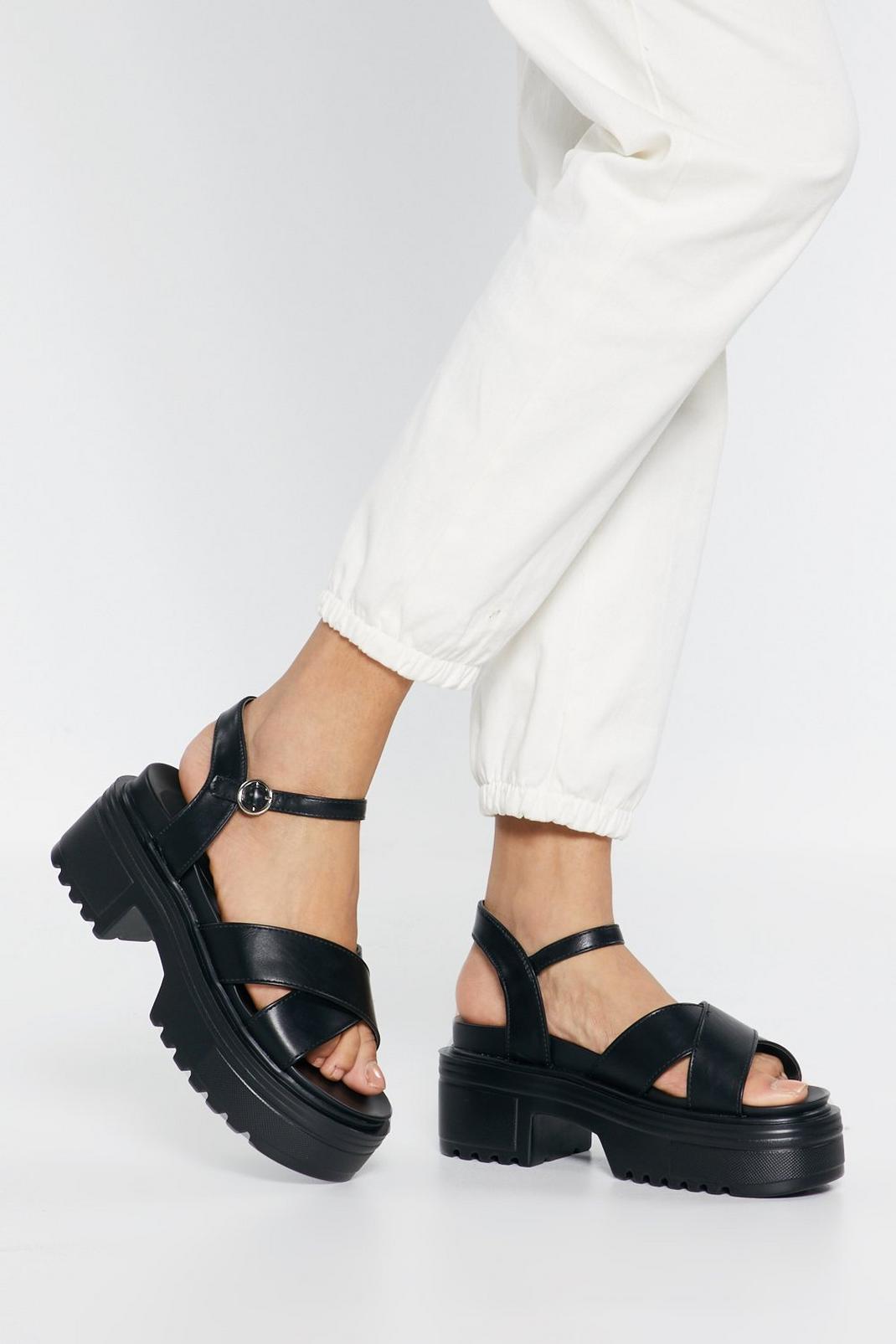 Watch Your Step Faux Leather Platform Sandals image number 1