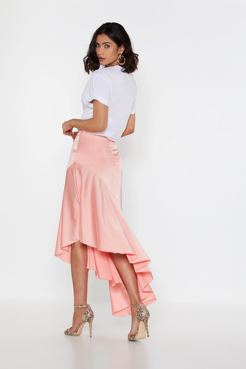 Drop Down Satin Midi Skirt