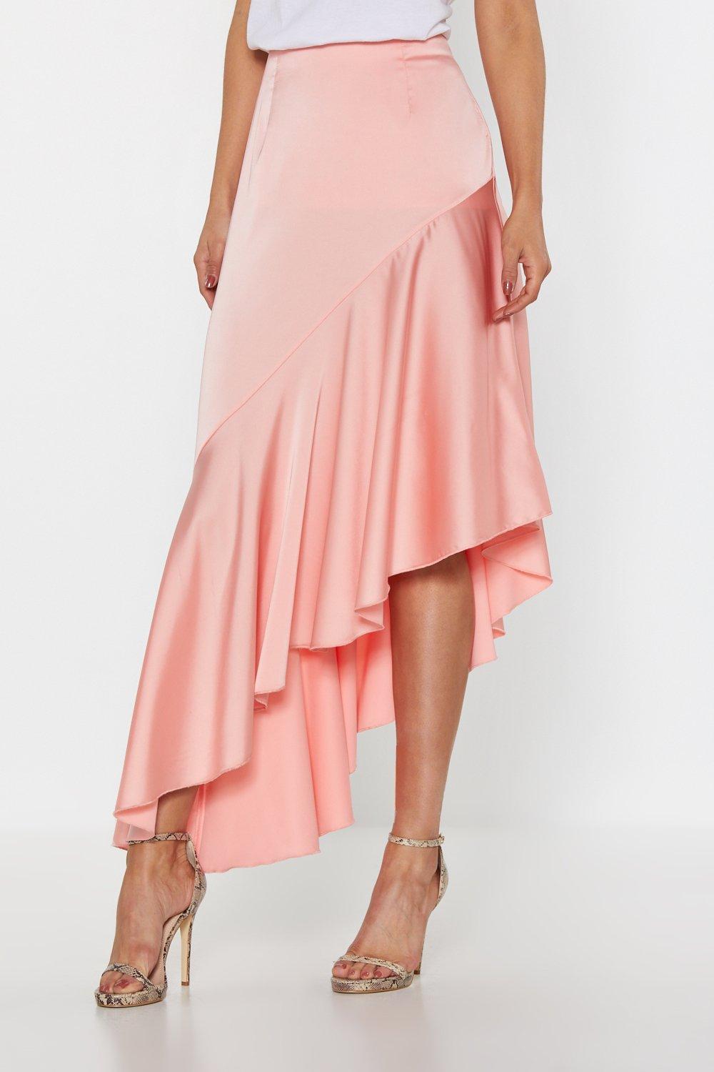 Drop Down Satin Midi Skirt