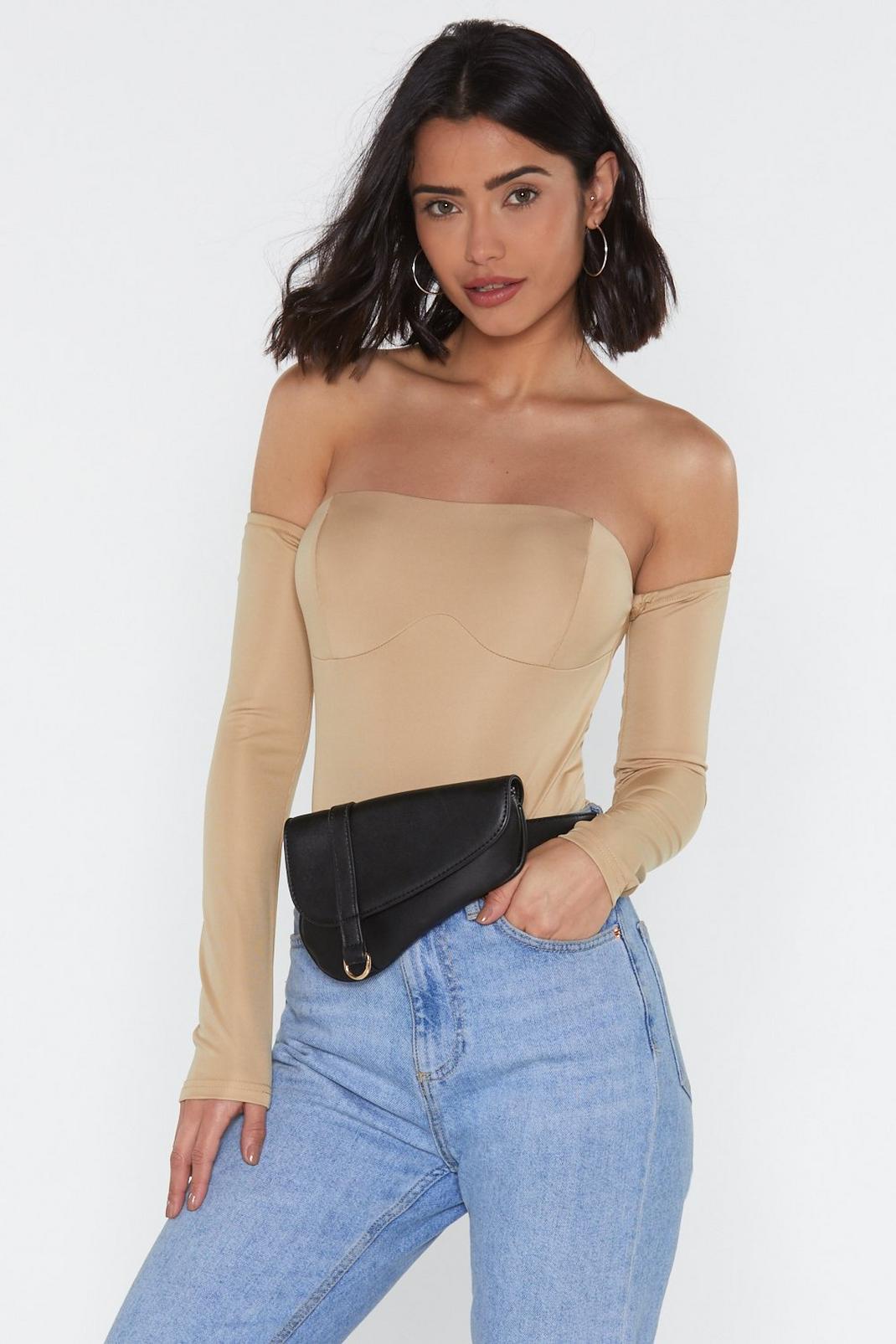 In All Bareness Off-the-Shoulder Cupped Bodysuit image number 1