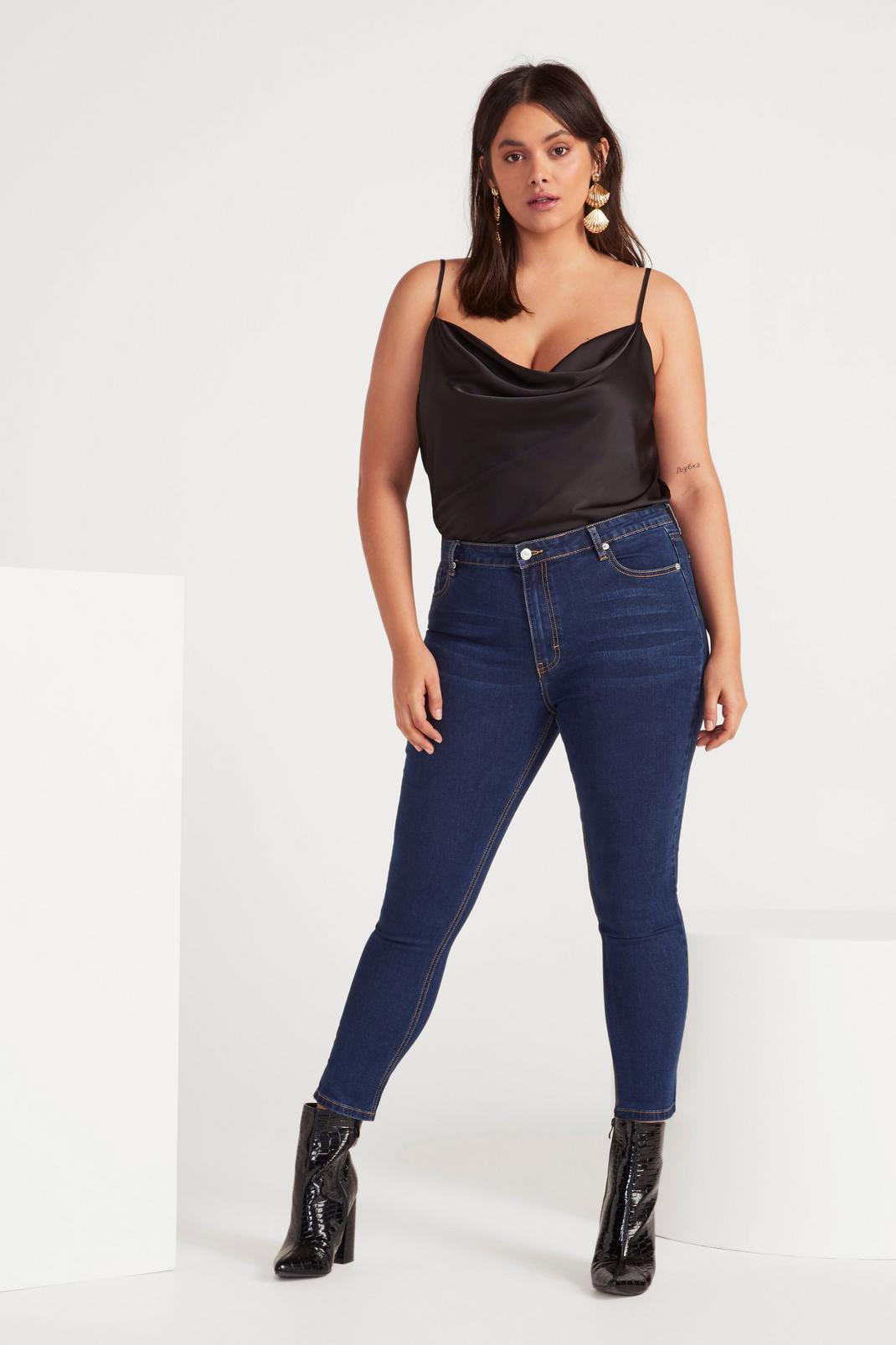 Dark blue Susie High-Wasited Skinny Jeans image number 1