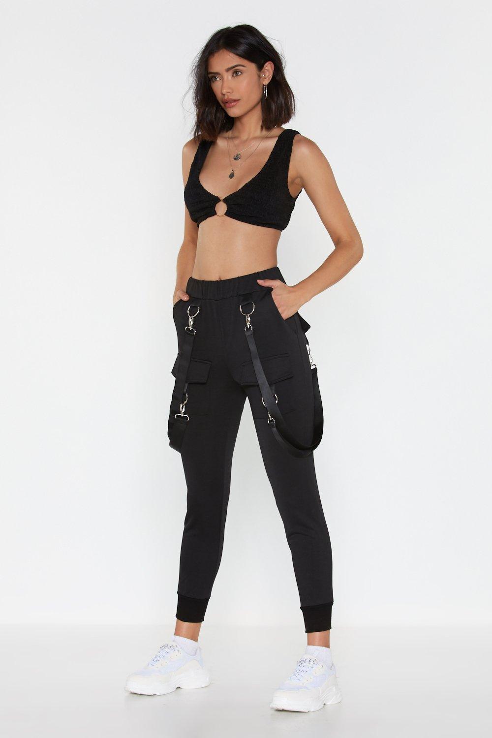high waisted pants with straps