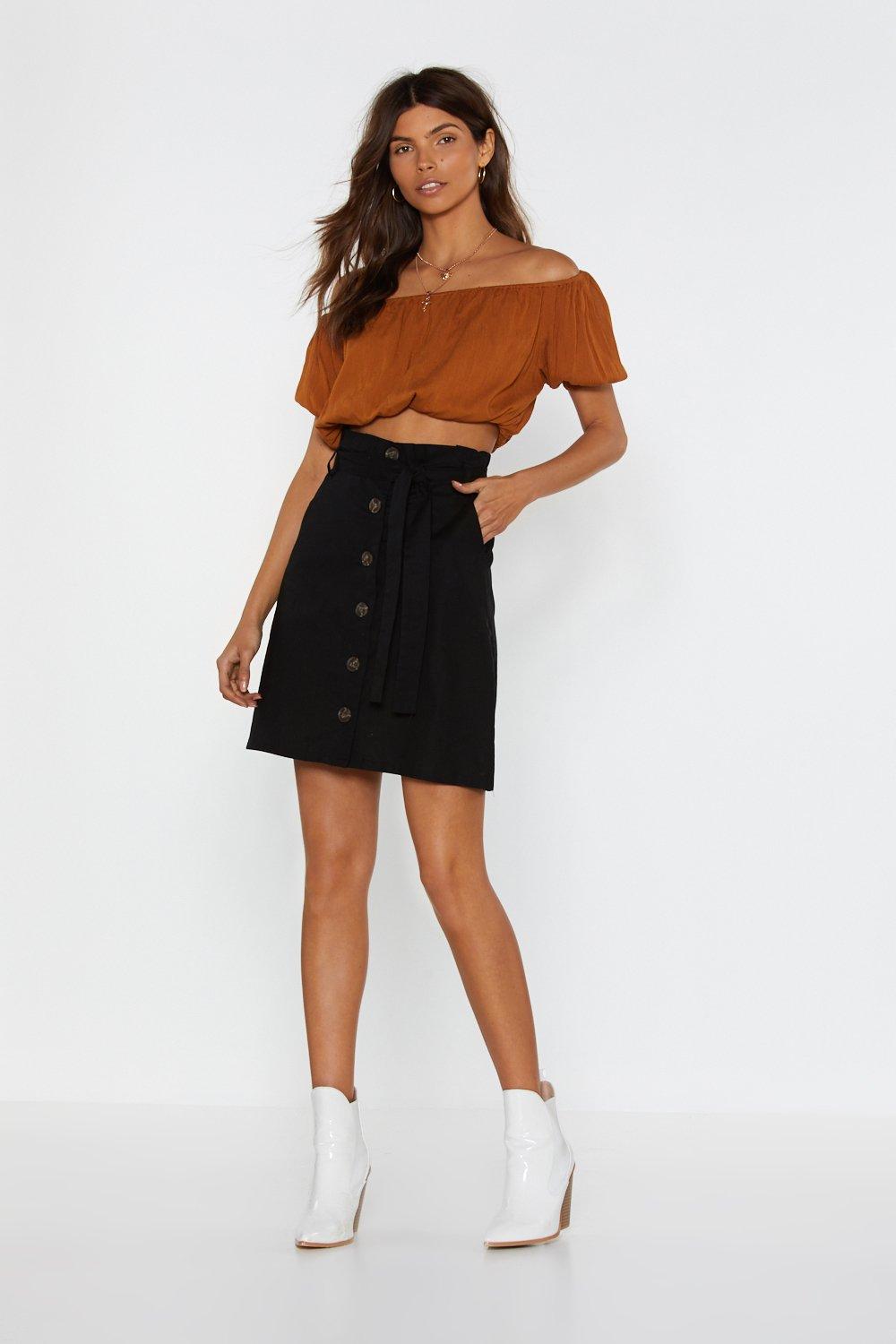 Calm Button-Down High-Waisted Skirt 