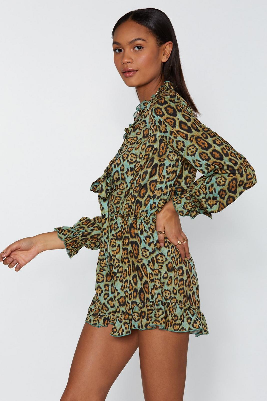 130 Prowling Around Leopard Ruffle Romper image number 2