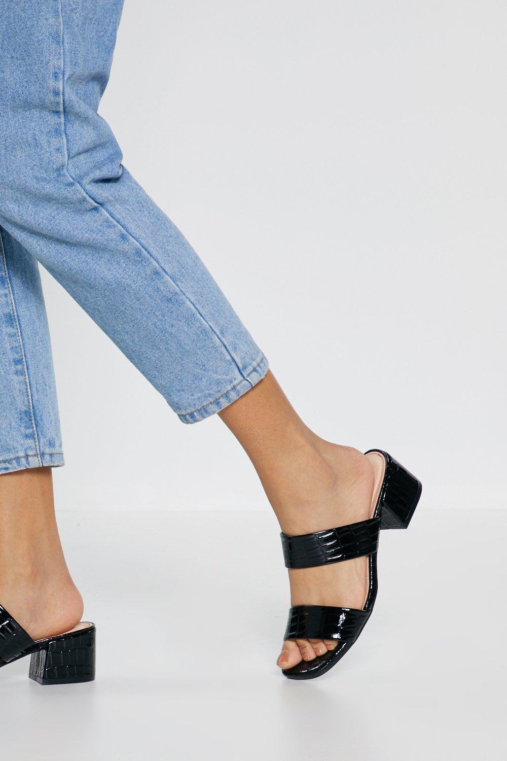 black low heel sandals