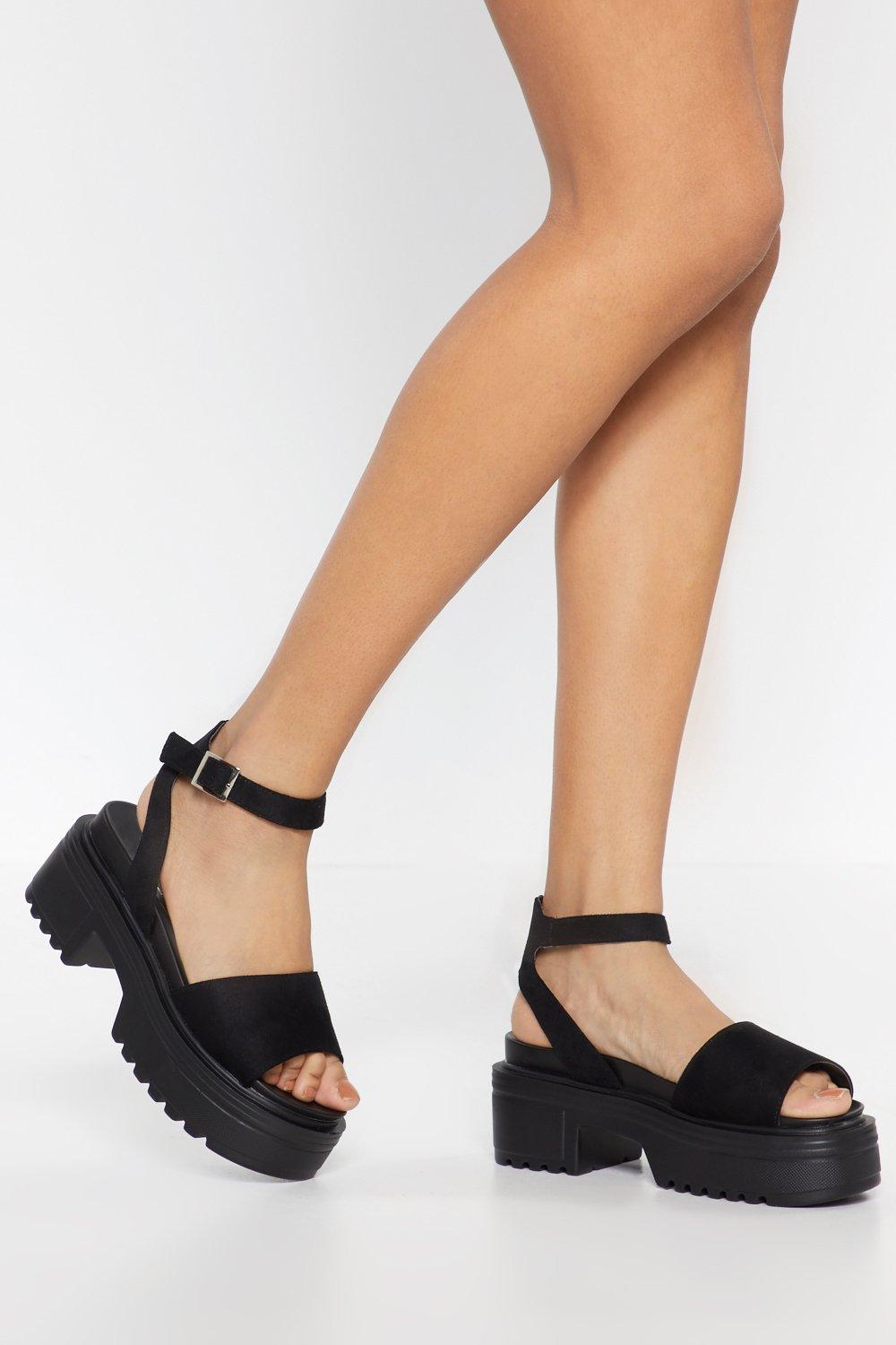 black platform sandals